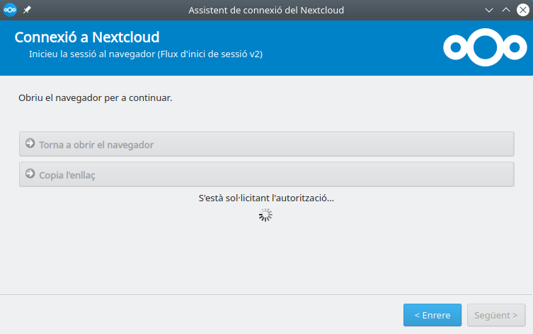 AFA Nextcloud 01c Espera Mentre Auth Via Web